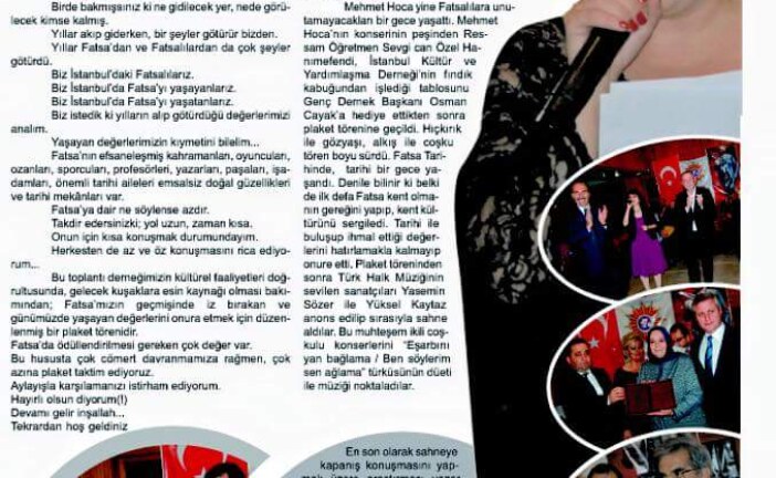 İstanbul Fatsalılar Kültür ve Dayanışma Derneği tarafından Fatsa’da ‘Kültürel Etkinlikler Gecesi’ düzenlendi