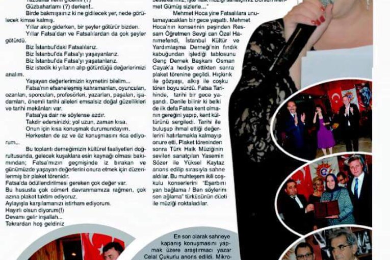İstanbul Fatsalılar Kültür ve Dayanışma Derneği tarafından Fatsa’da ‘Kültürel Etkinlikler Gecesi’ düzenlendi