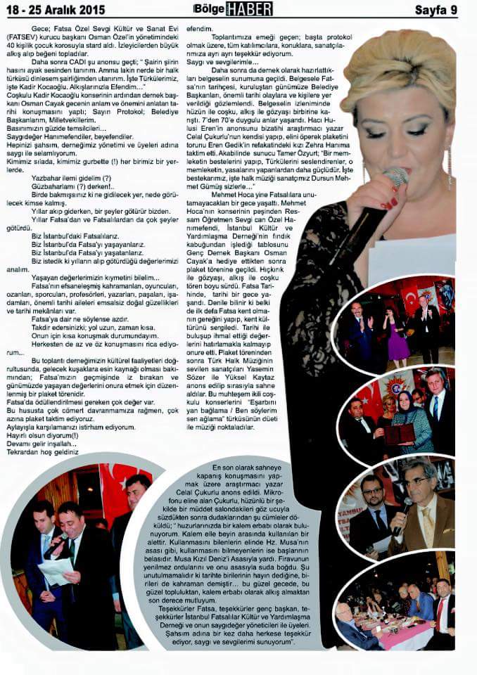 İstanbul Fatsalılar Kültür ve Dayanışma Derneği tarafından Fatsa’da ‘Kültürel Etkinlikler Gecesi’ düzenlendi